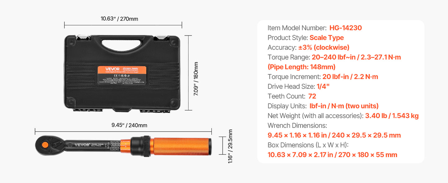 SucceBuy Mechanical Torque Wrench Set With Precision Pointer Tool