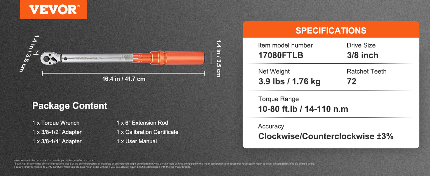 SucceBuy Mechanical Torque Wrench Set With Precision Pointer Tool