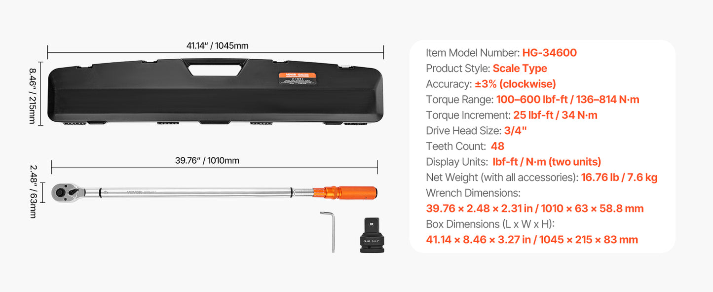 SucceBuy Mechanical Torque Wrench Set With Precision Pointer Tool