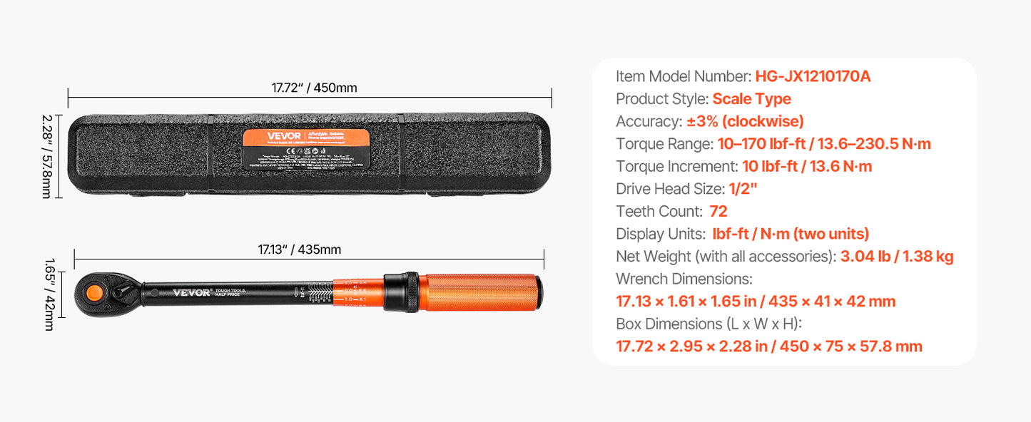 SucceBuy Mechanical Torque Wrench Set With Precision Pointer Tool