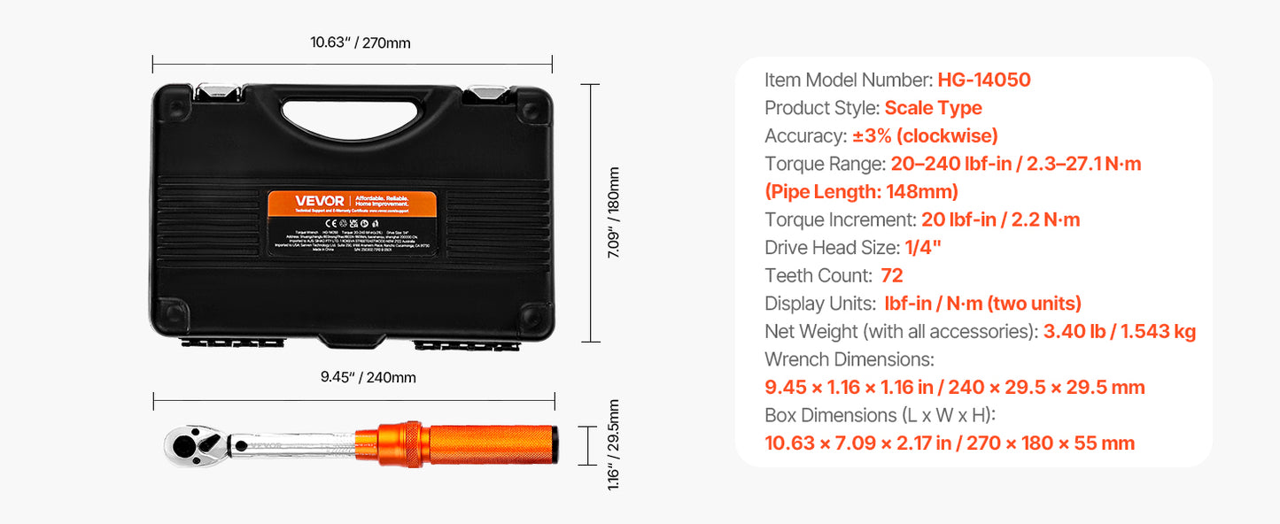 SucceBuy Mechanical Torque Wrench Set With Precision Pointer Tool