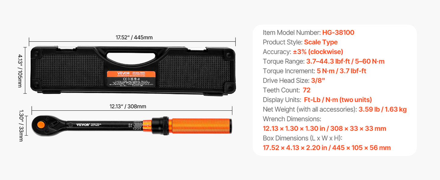 SucceBuy Mechanical Torque Wrench Set With Precision Pointer Tool