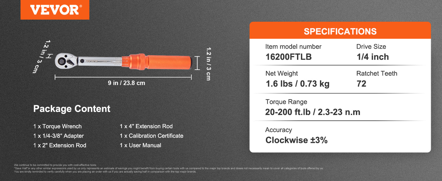 SucceBuy Mechanical Torque Wrench Set With Precision Pointer Tool