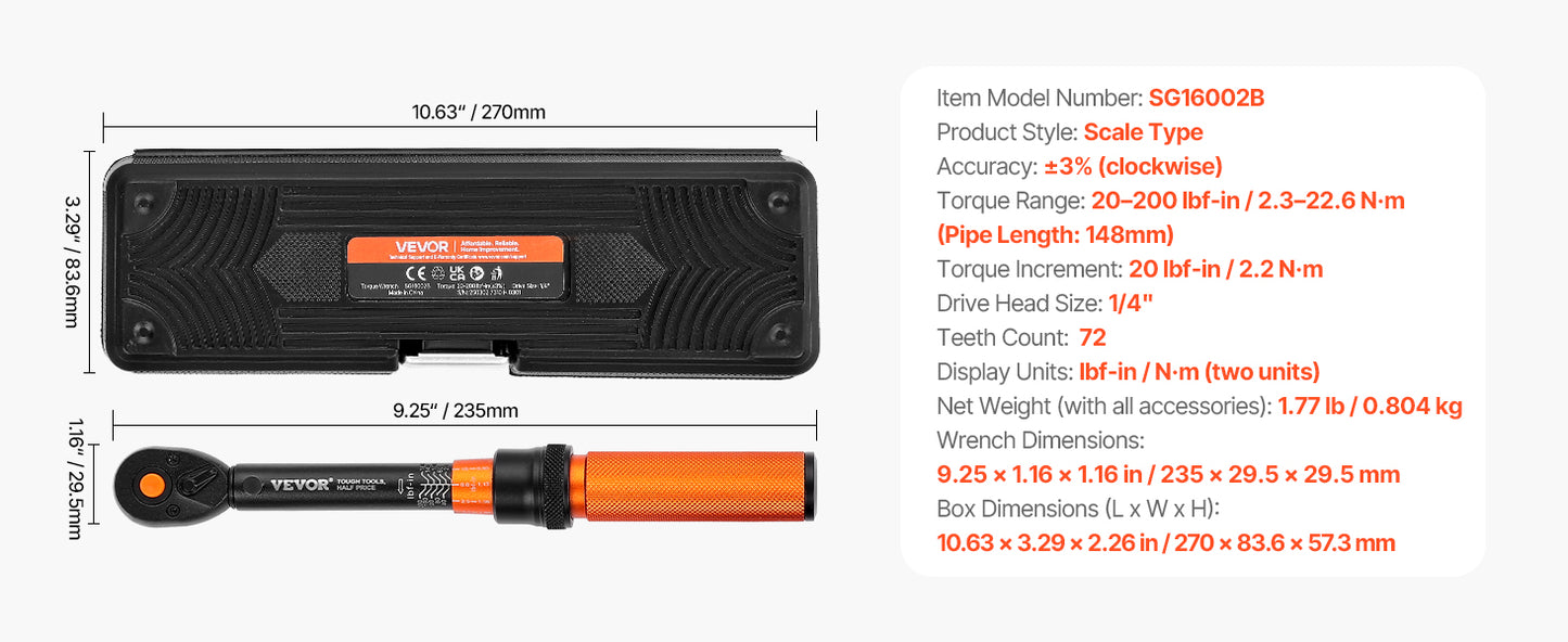 SucceBuy Mechanical Torque Wrench Set With Precision Pointer Tool