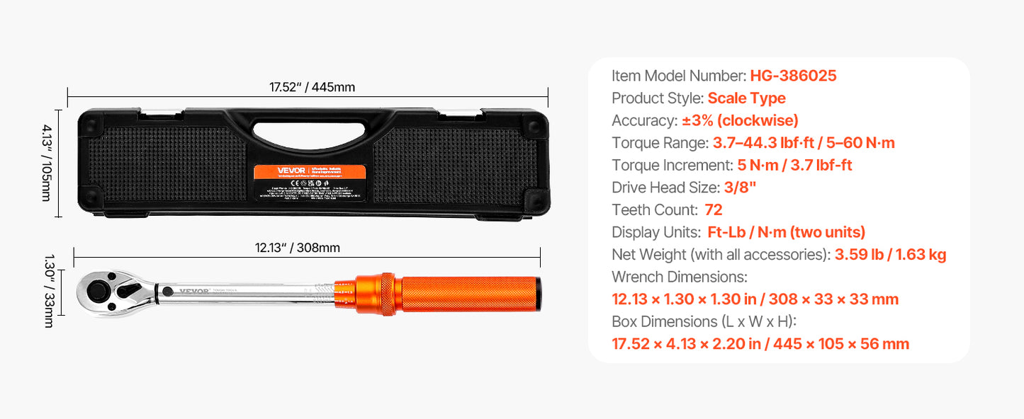 SucceBuy Mechanical Torque Wrench Set With Precision Pointer Tool