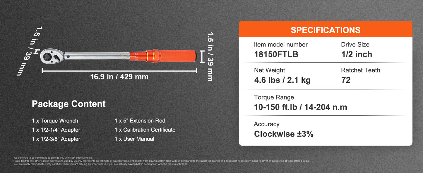 SucceBuy Mechanical Torque Wrench Set With Precision Pointer