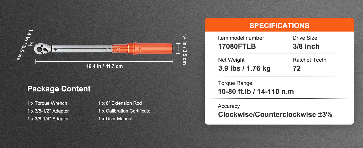 SucceBuy Mechanical Torque Wrench Set With Precision Pointer