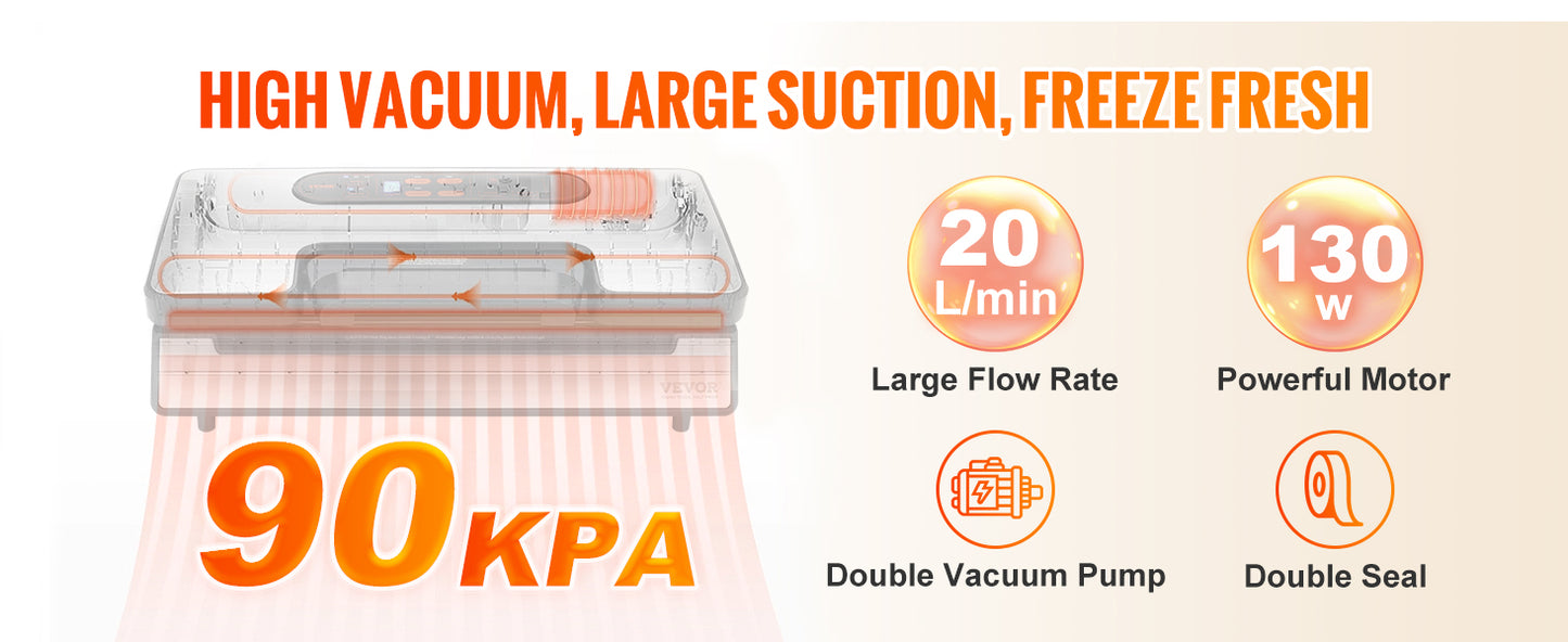 SucceBuy Vacuum Sealer Machine 130W 90KPa Food Preservation