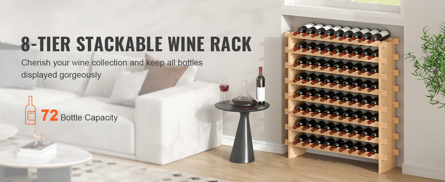 SucceBuy 8 Tier Bamboo Stackable Wine Rack Free Standing