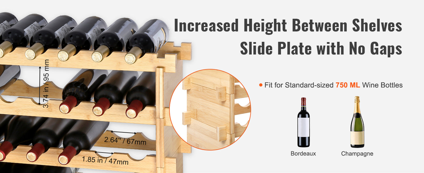 SucceBuy 8 Tier Bamboo Stackable Wine Rack Free Standing