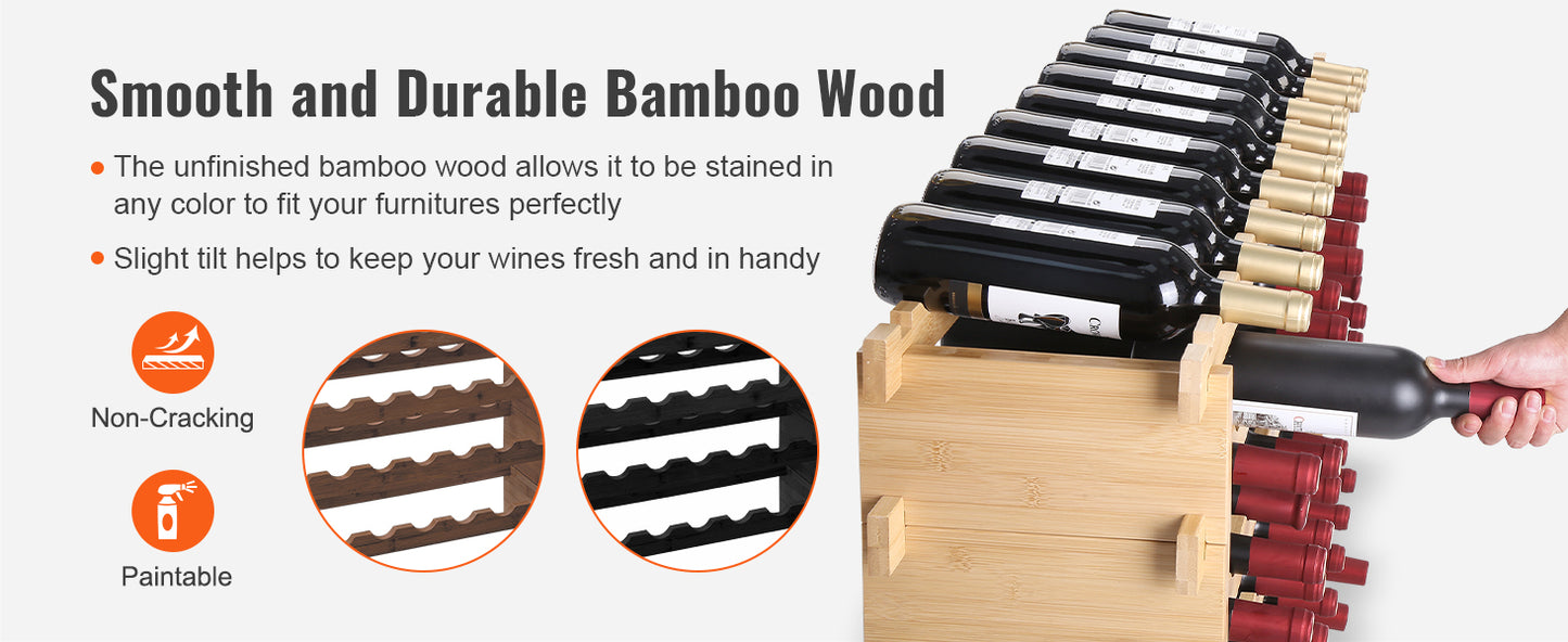SucceBuy 8 Tier Bamboo Stackable Wine Rack Free Standing