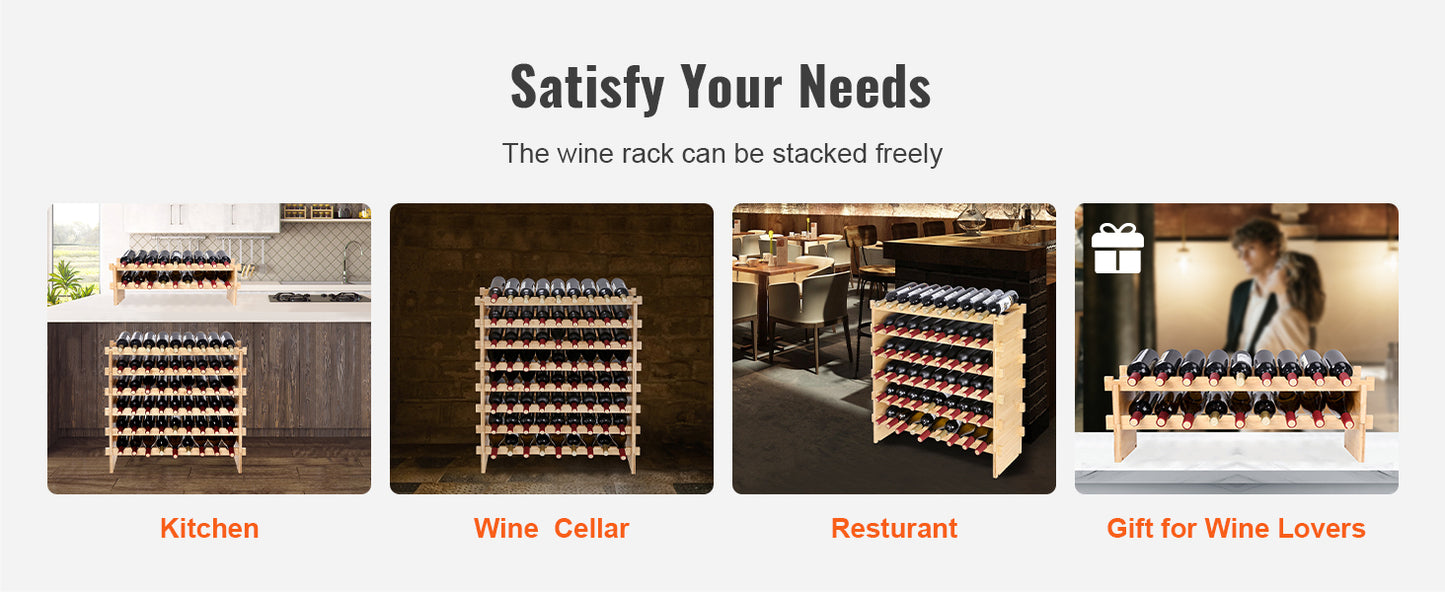 SucceBuy 8 Tier Bamboo Stackable Wine Rack Free Standing
