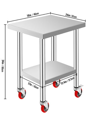 SucceBuy Stainless Steel Kitchen Work Table With Casters For Home