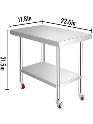 SucceBuy Stainless Steel Kitchen Work Table With Casters For Home