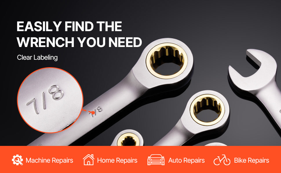 SucceBuy 24/30-Piece Ratcheting Wrench Set With Organizer Cr-V SAE Metric