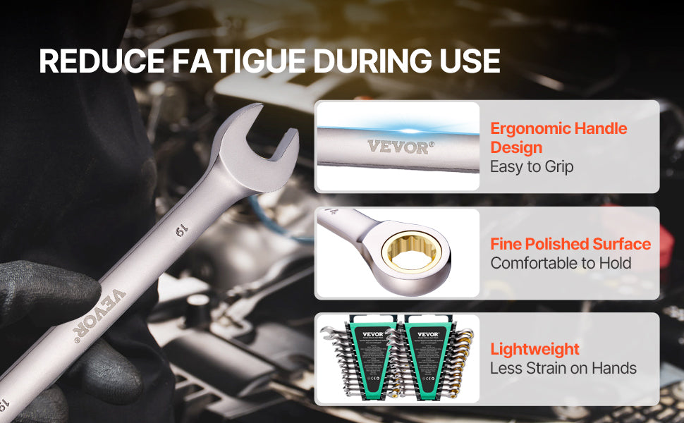 SucceBuy 24/30-Piece Ratcheting Wrench Set With Organizer Cr-V SAE Metric