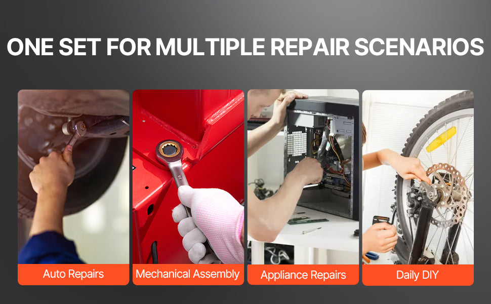 SucceBuy 24/30-Piece Ratcheting Wrench Set With Organizer Cr-V SAE Metric